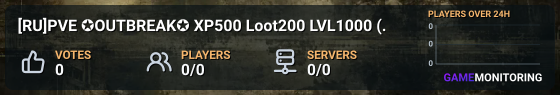 [RU]PVE ✪OUTBREAK✪ XP500 Loot200 LVL1000 (ProjectZ)