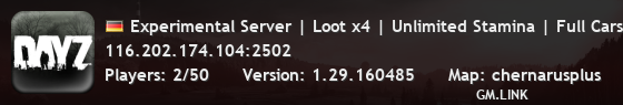Experimental Server | Loot x4 | Unlimited Stamina | Full Cars
