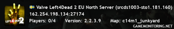 Valve Left4Dead 2 EU North Server (srcds1003-sto1.181.160)