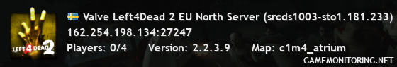 Valve Left4Dead 2 EU North Server (srcds1003-sto1.181.233)