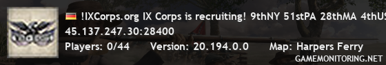 !IXCorps.org IX Corps is recruiting! 9thNY 51stPA 28thMA 4thUS
