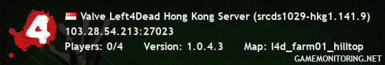 Valve Left4Dead Hong Kong Server (srcds1029-hkg1.141.9)
