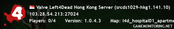 Valve Left4Dead Hong Kong Server (srcds1029-hkg1.141.10)