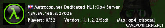 Metrocop.net Dedicated HL1:Op4 Server