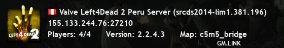 Valve Left4Dead 2 Peru Server (srcds2014-lim1.381.196)
