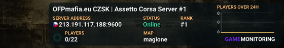 Assetto Corsa server — stav serveru a počet hráčů