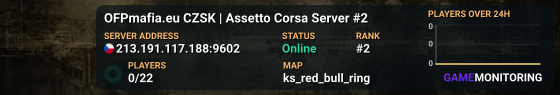 Assetto Corsa server 2 — stav serveru a počet hráčů