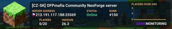 NeoForge — stav serveru a počet hráčů