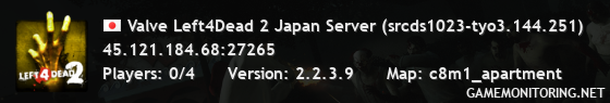 Valve Left4Dead 2 Japan Server (srcds1023-tyo3.144.251)