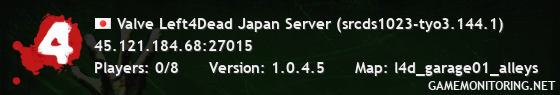 Valve Left4Dead Japan Server (srcds1023-tyo3.144.1)