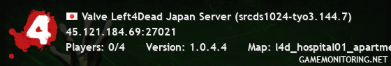 Valve Left4Dead Japan Server (srcds1024-tyo3.144.7)