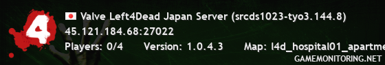 Valve Left4Dead Japan Server (srcds1023-tyo3.144.8)