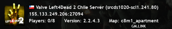 Valve Left4Dead 2 Chile Server (srcds1020-scl1.241.80)