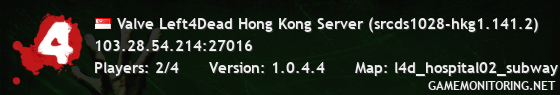 Valve Left4Dead Hong Kong Server (srcds1028-hkg1.141.2)