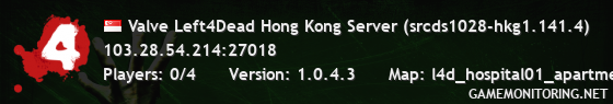 Valve Left4Dead Hong Kong Server (srcds1028-hkg1.141.4)
