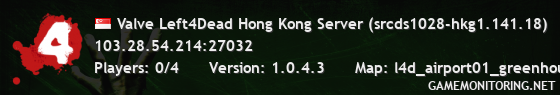Valve Left4Dead Hong Kong Server (srcds1028-hkg1.141.18)