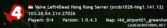 Valve Left4Dead Hong Kong Server (srcds1028-hkg1.141.12)