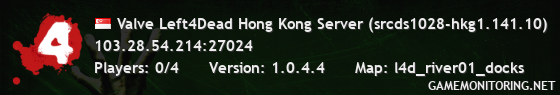 Valve Left4Dead Hong Kong Server (srcds1028-hkg1.141.10)