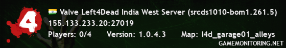 Valve Left4Dead India West Server (srcds1010-bom1.261.5)