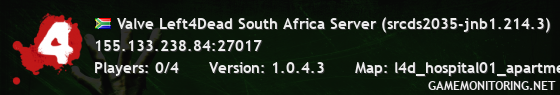 Valve Left4Dead South Africa Server (srcds2035-jnb1.214.3)