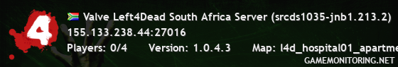 Valve Left4Dead South Africa Server (srcds1035-jnb1.213.2)