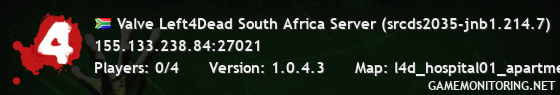 Valve Left4Dead South Africa Server (srcds2035-jnb1.214.7)