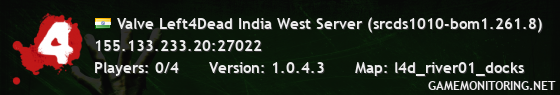 Valve Left4Dead India West Server (srcds1010-bom1.261.8)