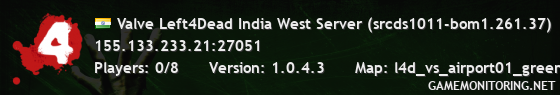 Valve Left4Dead India West Server (srcds1011-bom1.261.37)