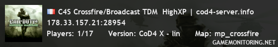 C4S Crossfire/Broadcast TDM  HighXP | cod4-server.info