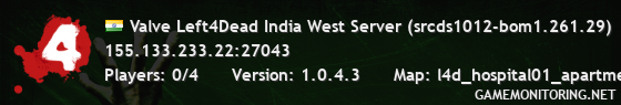 Valve Left4Dead India West Server (srcds1012-bom1.261.29)