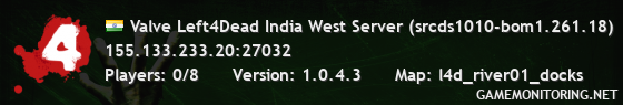 Valve Left4Dead India West Server (srcds1010-bom1.261.18)