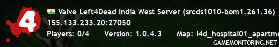 Valve Left4Dead India West Server (srcds1010-bom1.261.36)