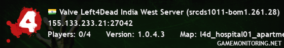 Valve Left4Dead India West Server (srcds1011-bom1.261.28)