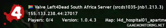 Valve Left4Dead South Africa Server (srcds1035-jnb1.213.3)