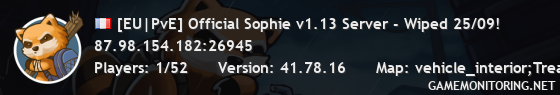 [EU|PvE] Official Sophie v1.13 Server - Wiped 25/09!