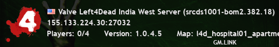 Valve Left4Dead India West Server (srcds1001-bom2.382.18)