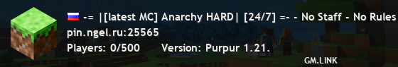 -= |[latest MC] Anarchy HARD| [24/7] =- - No Staff - No Rules - t.me/+rK6DltG6QNJlODhh