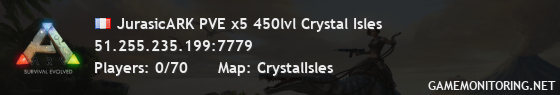 JurasicARK PVE x5 450lvl Crystal Isles