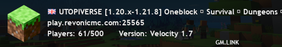 UTOPIVERSE [1.20.x-1.21.8] Oneblock ⛨ Survival ⛨ Dungeons ⛨ Events
