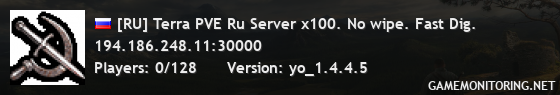 [RU] Terra PVE Ru Server x100. No wipe. Fast Dig.