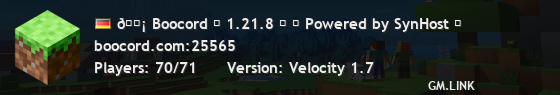 🗡 Boocord ▶ 1.21.8 ⛏ ⚡ Powered by SynHost ⚡