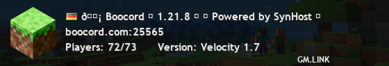 🗡 Boocord ▶ 1.21.8 ⛏ ⚡ Powered by SynHost ⚡