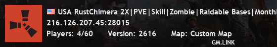 USA RustChimera 2X|PVE|Skill|Zombie|Raidable Bases|Monthly