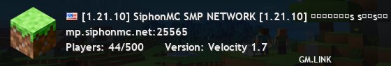 [1.21.10] SiphonMC SMP NETWORK [1.21.10] ᴋɪɴɢᴅᴏᴍs sᴇᴀsᴏɴ 5 >> ʟɪᴠᴇ!