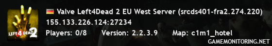 Valve Left4Dead 2 EU West Server (srcds401-fra2.274.220)