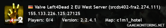 Valve Left4Dead 2 EU West Server (srcds402-fra2.274.111)