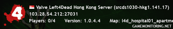 Valve Left4Dead Hong Kong Server (srcds1030-hkg1.141.17)