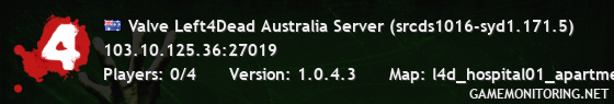 Valve Left4Dead Australia Server (srcds1016-syd1.171.5)