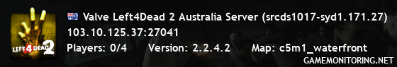 Valve Left4Dead 2 Australia Server (srcds1017-syd1.171.27)