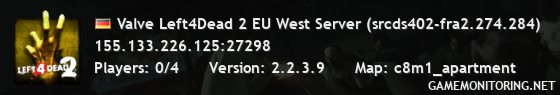 Valve Left4Dead 2 EU West Server (srcds402-fra2.274.284)